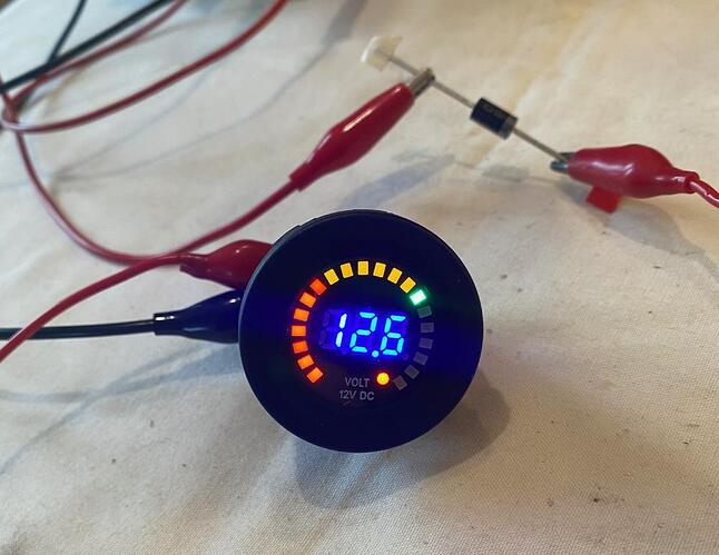 12V Motorcycle LED Digital Voltmeter-2 calibrated with Schottky diode